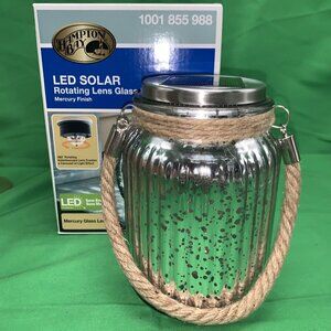 Hampton Bay LED Solar Rotating Lens Glass Mason Jar Light Mercury Finish